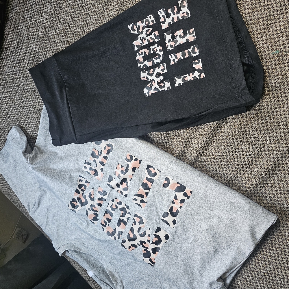 Leopard Print Graphic Tee and Shorts Set